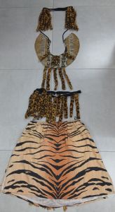 Adult Female Costumes to Hire - African Cat Print - skirt, belt, neck, headpiece